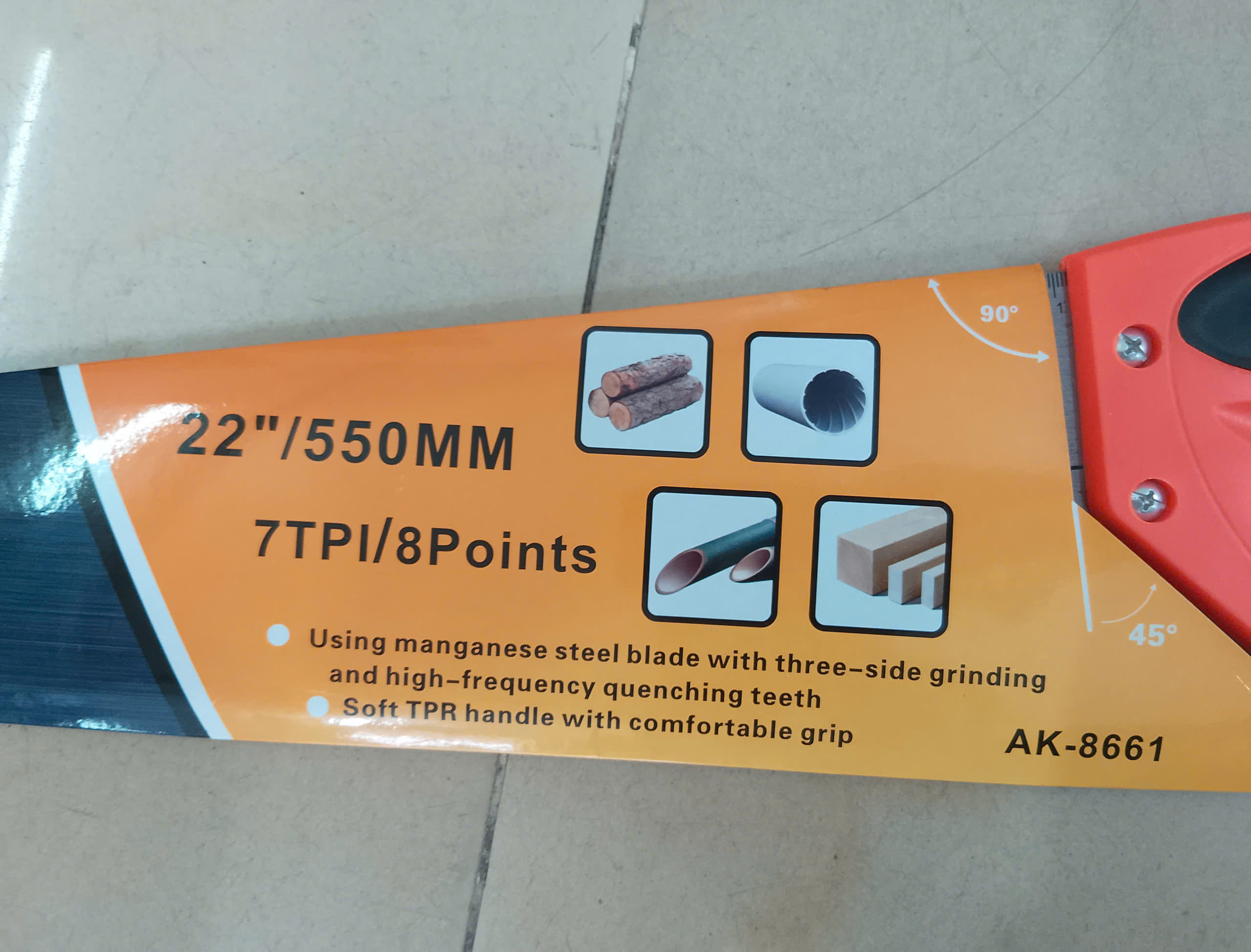 Hình ảnh 10 của mặt hàng Cưa gỗ cầm tay (cán nhựa dẻo ABS) 22''/550mm AK-8661