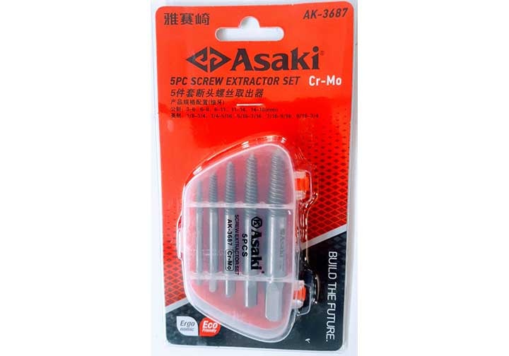 Hình ảnh 2 của mặt hàng Bộ mũi ren lấy buloong ốc vít gãy 5 chi tiết Asaki AK-3687