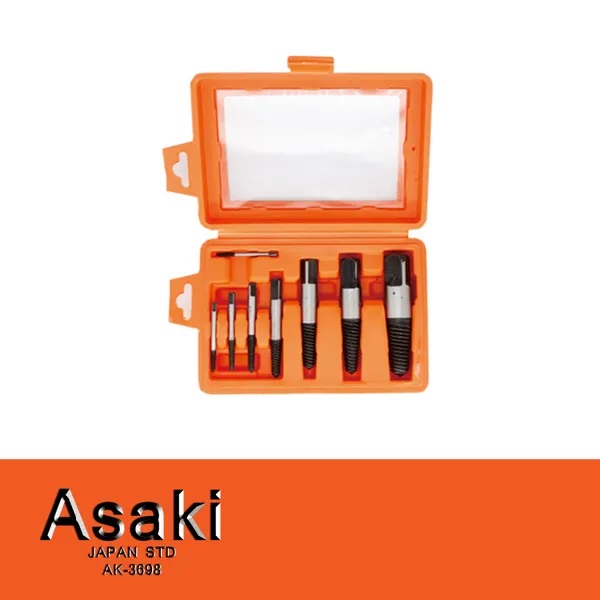 Hình ảnh 4 của mặt hàng Bộ mũi ren lấy đầu ống nước và buloong ốc vít gãy 8 chi tiết Asaki AK-3698