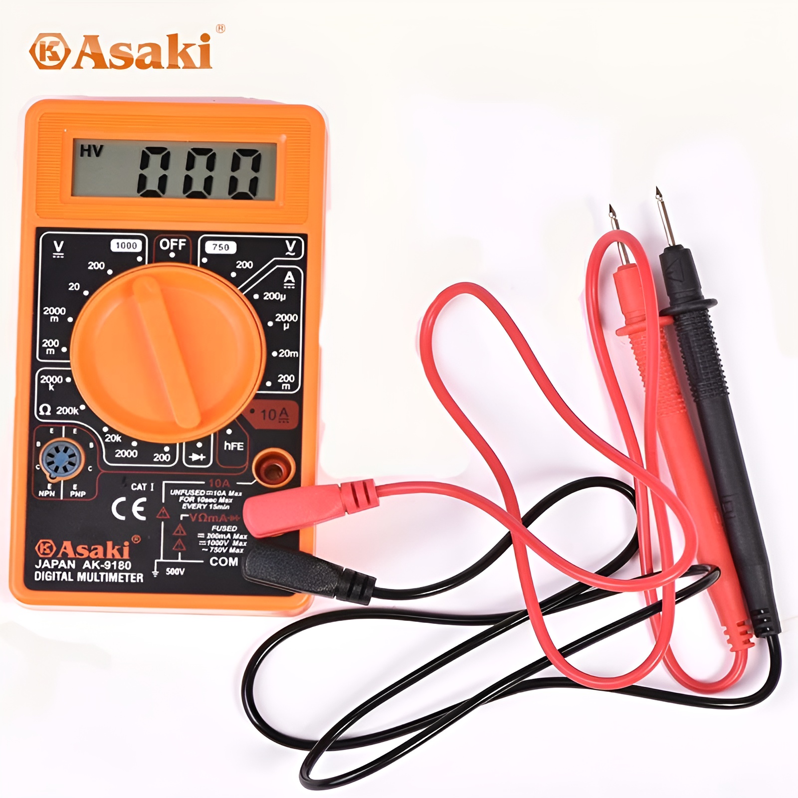 Hình ảnh 4 của mặt hàng Đồng hồ đo điện vạn năng DC: 1000V - 100µV AC: 750V - 100mV ADC: 10A - 100nA Ω: 2000kΩ - 0.1Ω 3½ Digit LCD Asaki AK-9180