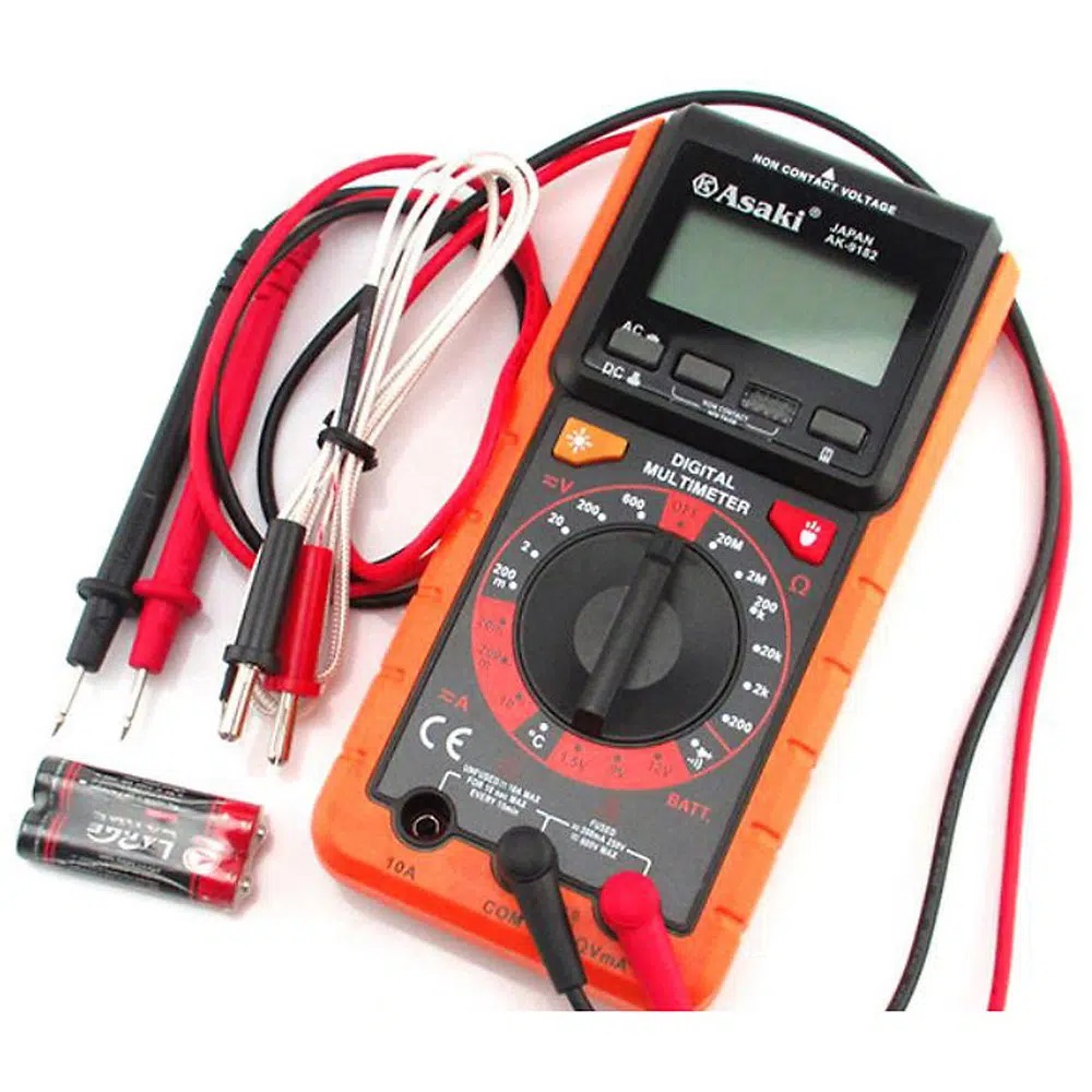 Hình ảnh 2 của mặt hàng Đồng hồ đo điện vạn năng cao cấp DC & AC: 600V - 100µV ADC: 10A - 10µA Ω: 20MΩ - 0.1Ω 0F: (7520F - 18320F) - 10F 3½ Digit LCD Asaki AK-9182