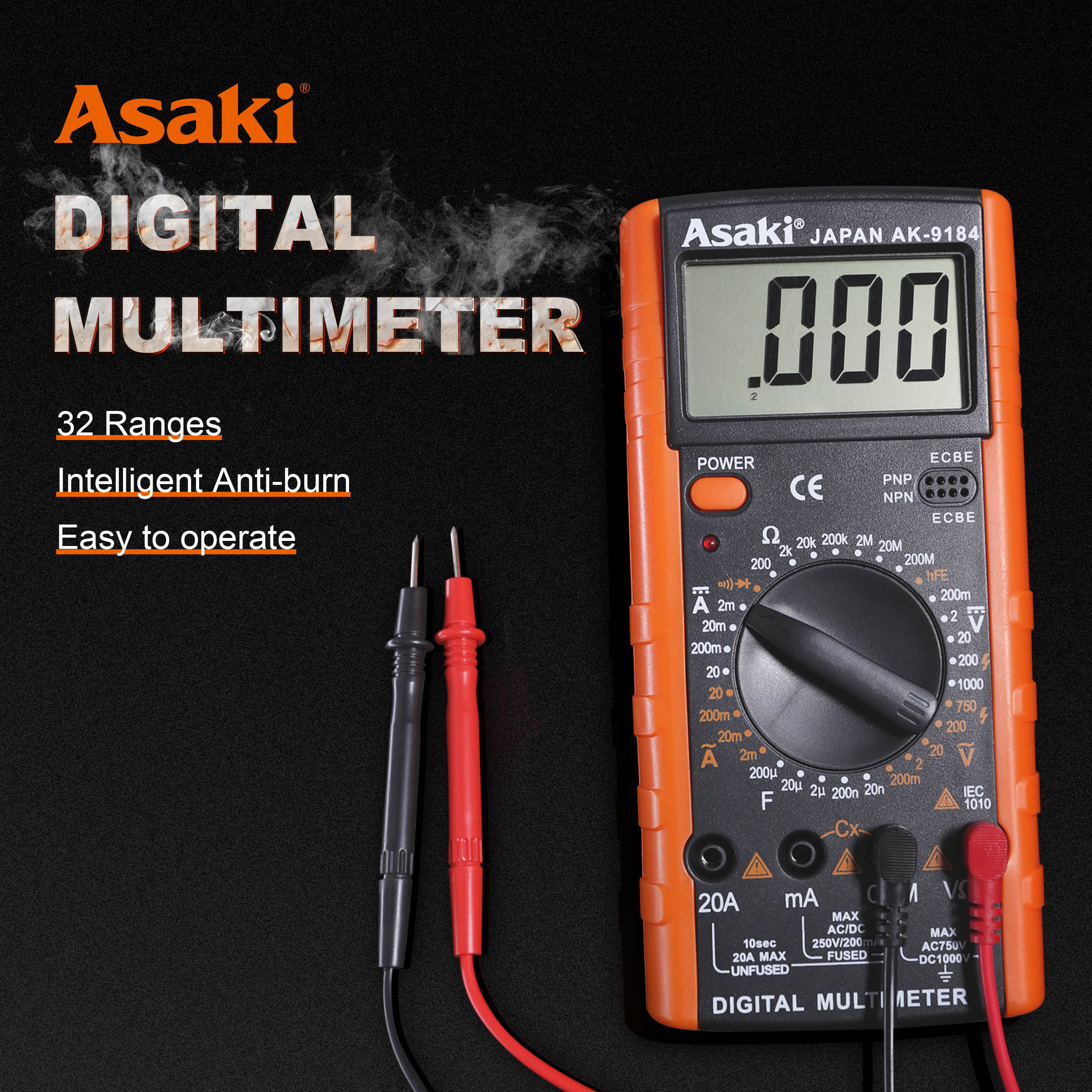 Hình ảnh 2 của mặt hàng Đồng hồ đo điện vạn năng 180 x 80 x 35mm Asaki AK-9184