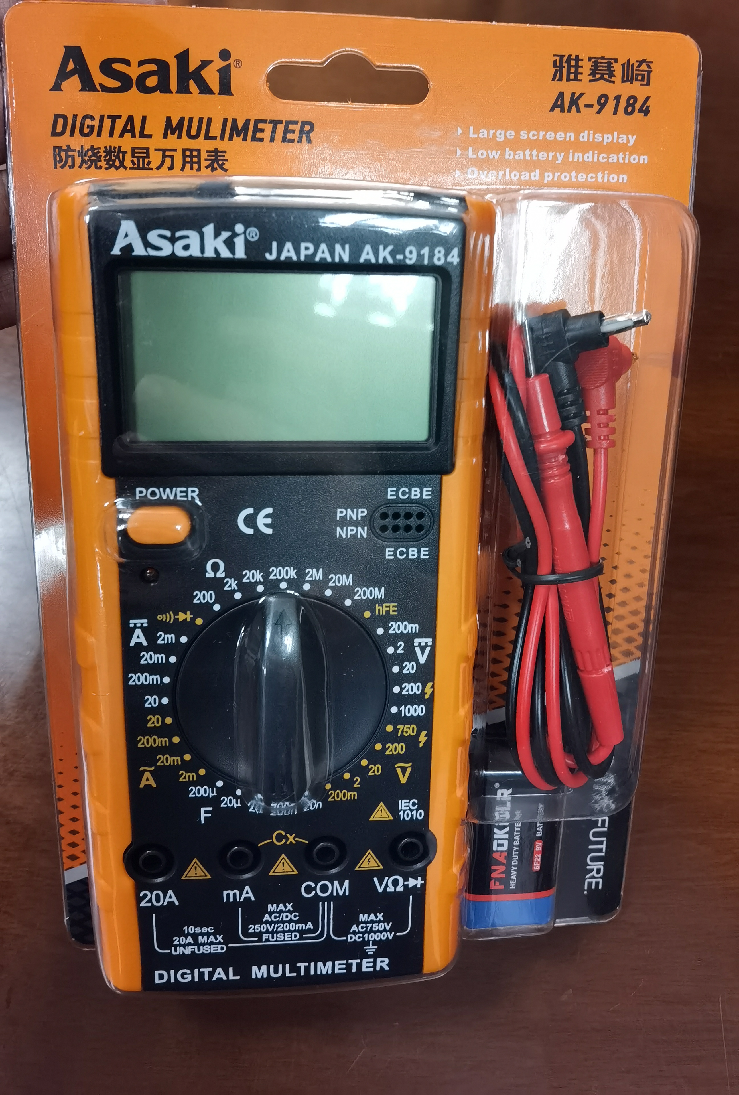 Hình ảnh 4 của mặt hàng Đồng hồ đo điện vạn năng 180 x 80 x 35mm Asaki AK-9184