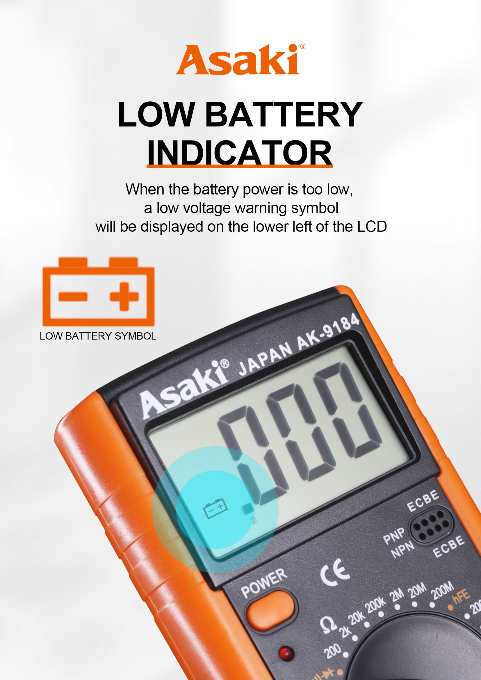 Hình ảnh 8 của mặt hàng Đồng hồ đo điện vạn năng 180 x 80 x 35mm Asaki AK-9184