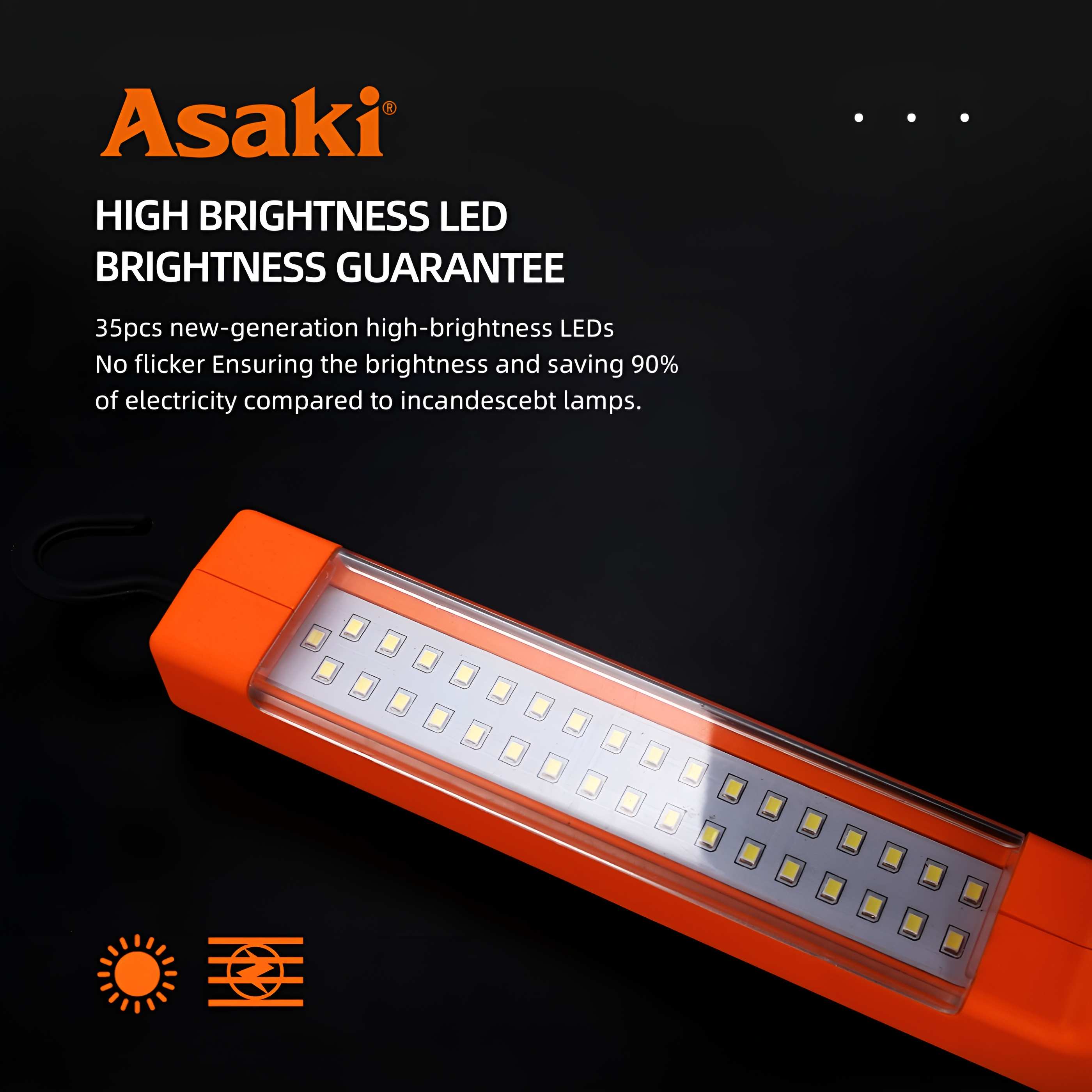 Hình ảnh 7 của mặt hàng Đèn LED rọi cơ khí (có nam châm) dây điện 8.5M Asaki AK-1071