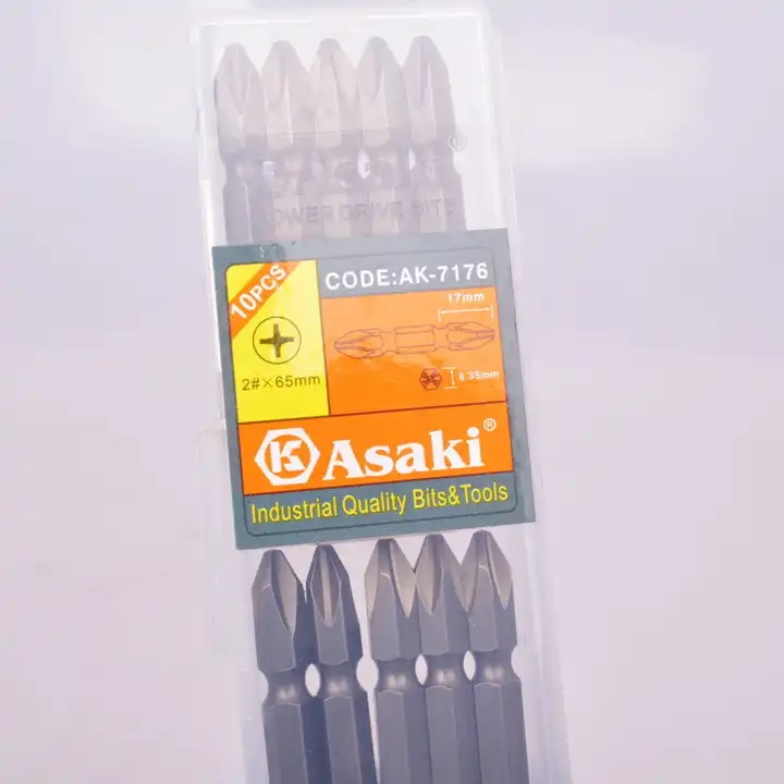 Hình ảnh 9 của mặt hàng Mũi vít 2 đầu (thép hợp kim S2) #2 x 65mm Asaki AK-7176