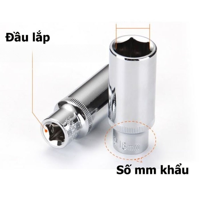 Hình ảnh 4 của mặt hàng Đầu tuýp gắn mũi bông 6 cạnh dài (thép hợp kim cao cấp S2) T27 x 100mm Asaki AK-7242