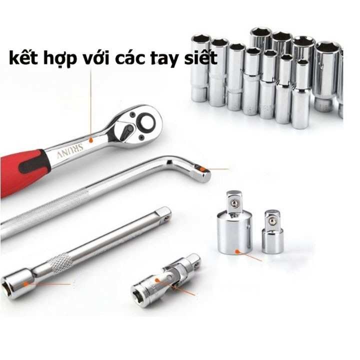 Hình ảnh 12 của mặt hàng Đầu tuýp gắn mũi bông 12 cạnh dài (thép hợp kim cao cấp S2) M16 x 100mm Asaki AK-7239