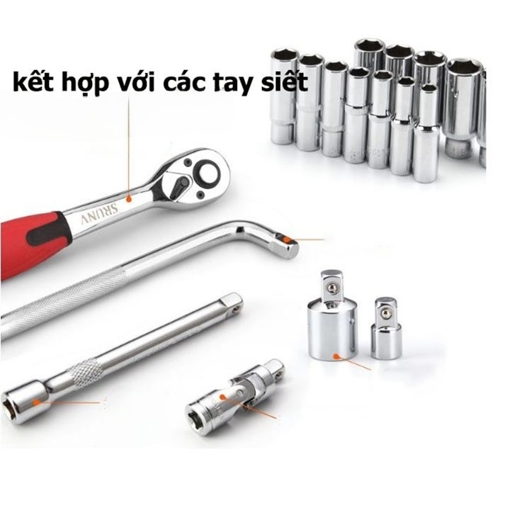 Hình ảnh 6 của mặt hàng Đầu tuýp gắn mũi bông 12 cạnh (thép hợp kim cao cấp S2) M12 x 55mm Asaki AK-7296