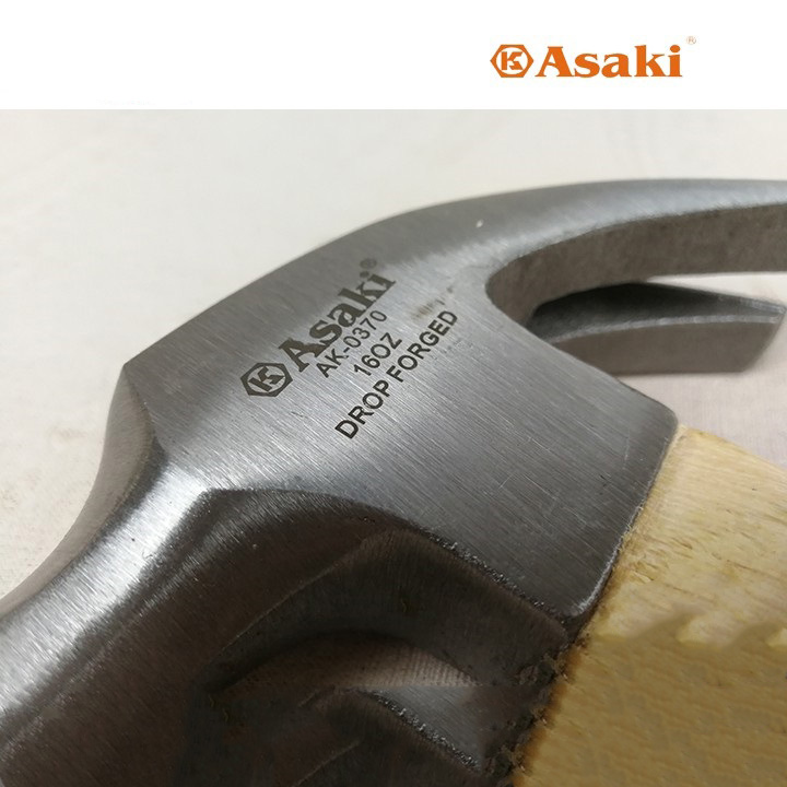 Hình ảnh 12 của mặt hàng Búa nhổ đinh cán gỗ 16 OZ / 454gr Asaki AK-0370