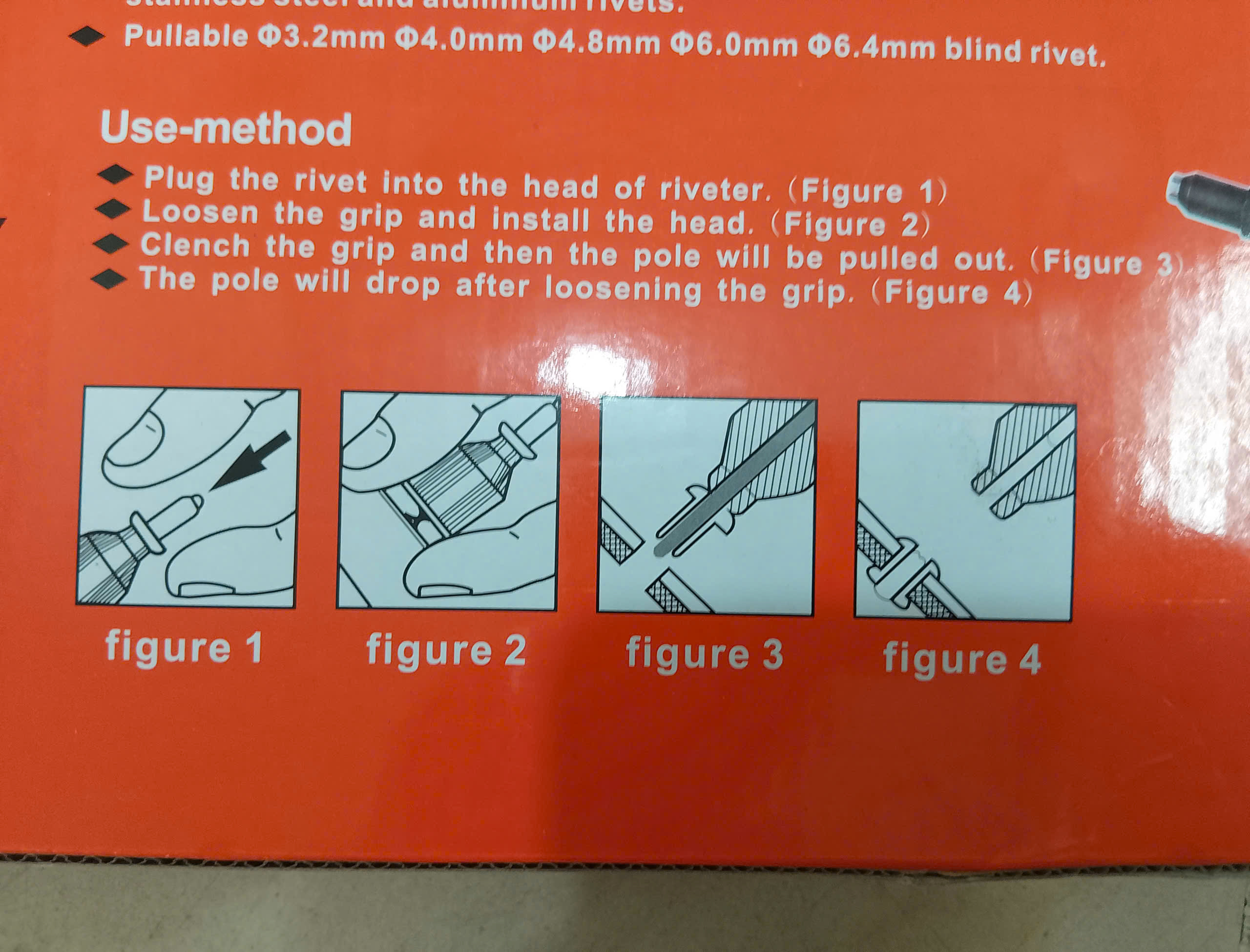 Hình ảnh 11 của mặt hàng Kềm rút rivet cao cấp 2.4mm - 3.2mm - 4.0mm - 4.8mm 17''/425mm Asaki AK-6812