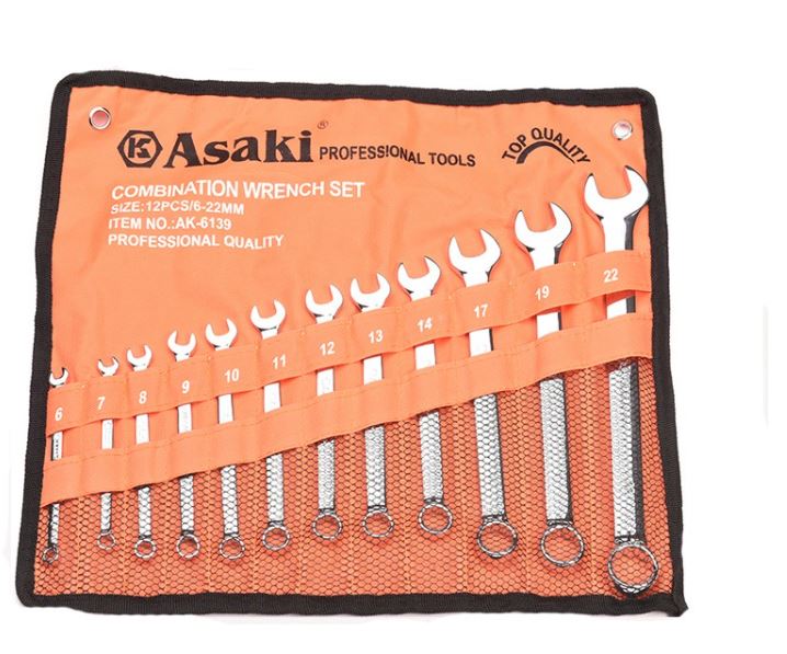 Hình ảnh 4 của mặt hàng Bộ cờ lê vòng miệng 6 -22mm 12 cây (xi bóng) Asaki AK-6139