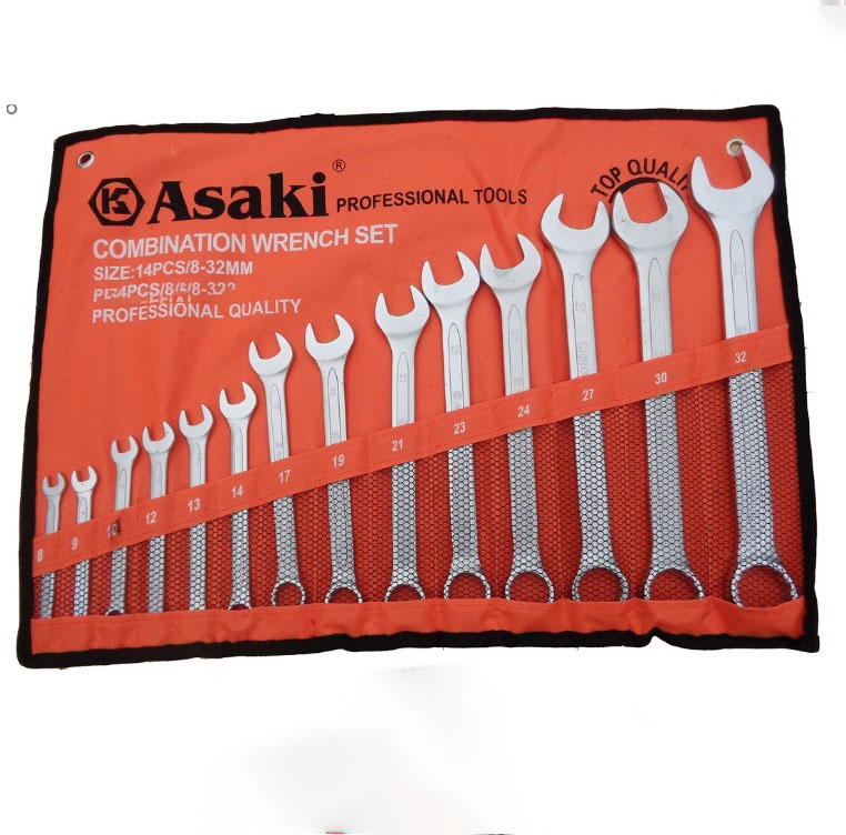 Hình ảnh 2 của mặt hàng Bộ cờ lê vòng miệng 8-24 mm 14 cây (xi mờ) Asaki AK-7505