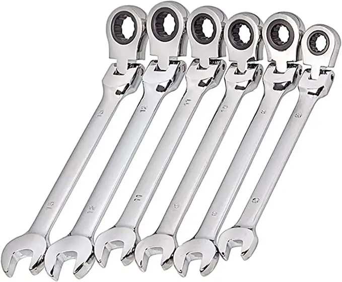 Hình ảnh 3 của mặt hàng Bộ cờ lê miệng vòng lắc léo 2 chiều 10 - 19mm (thép chrome vanadium) 7 cây Asaki AK-7734