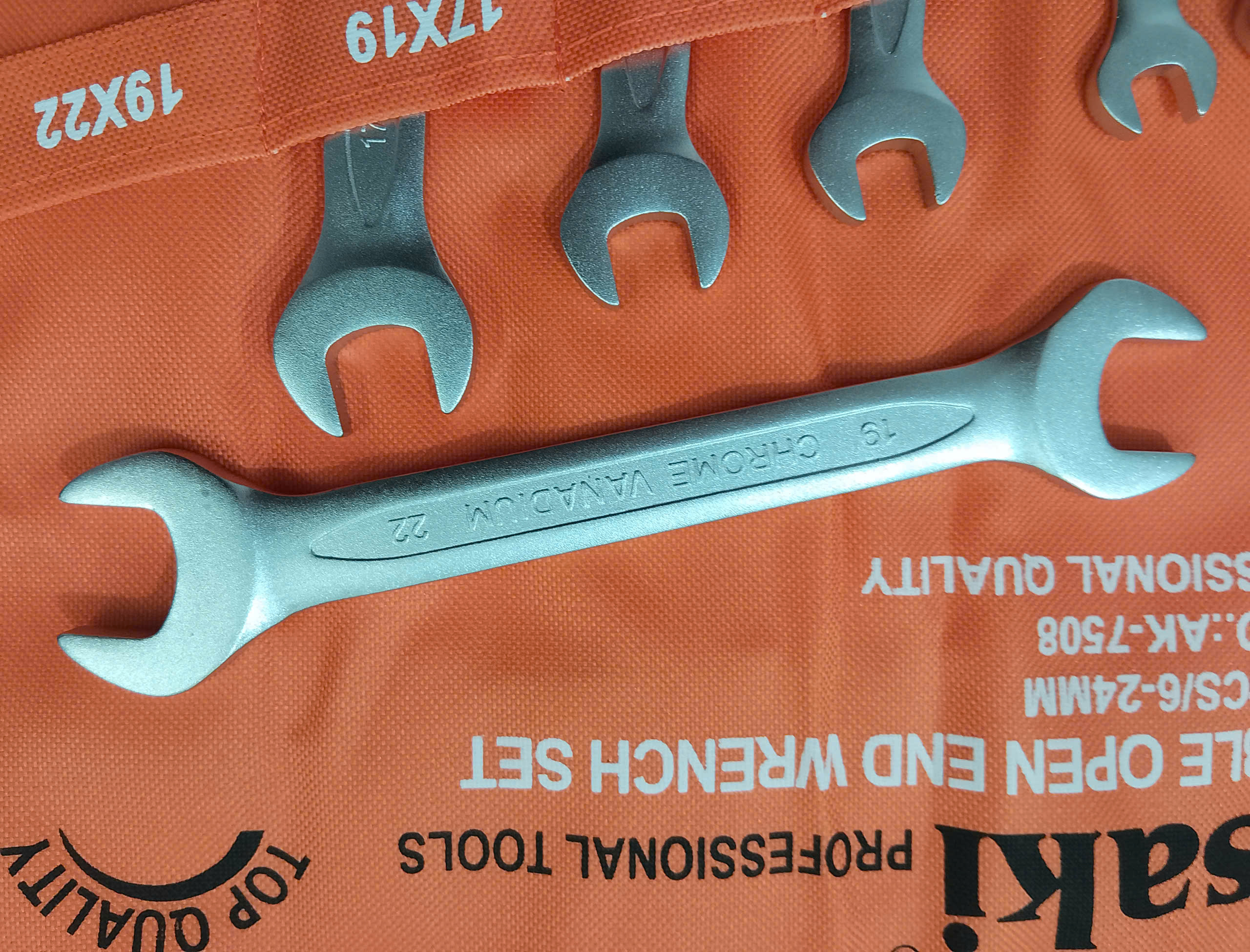 Hình ảnh 14 của mặt hàng Bộ cờ lê 2 đầu miệng 8 cây (xi mờ) Asaki AK-7508