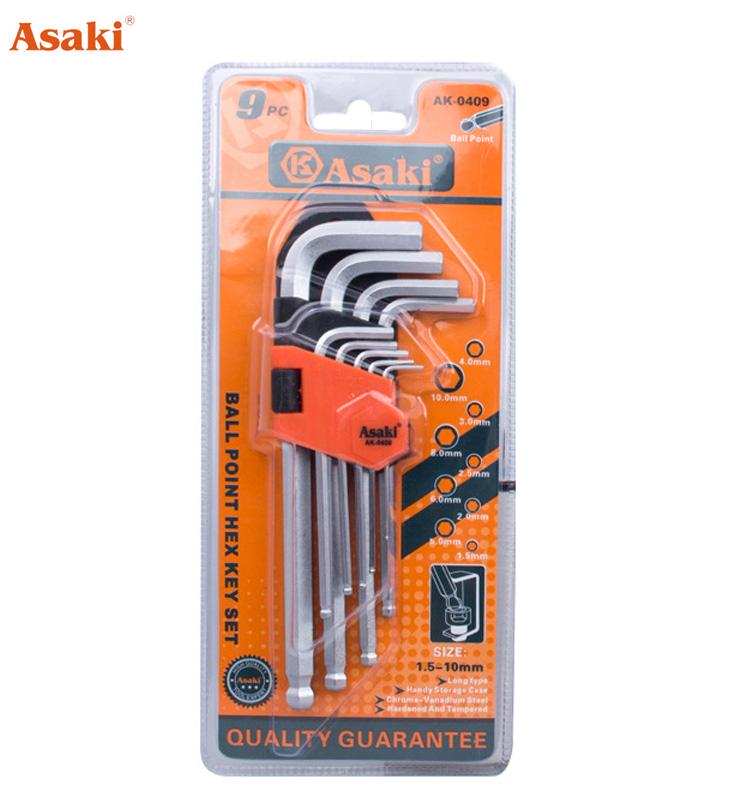 Hình ảnh 6 của mặt hàng Bộ lục giác bi xi mờ 1.5 - 10mm (9 cây) Asaki AK-0409