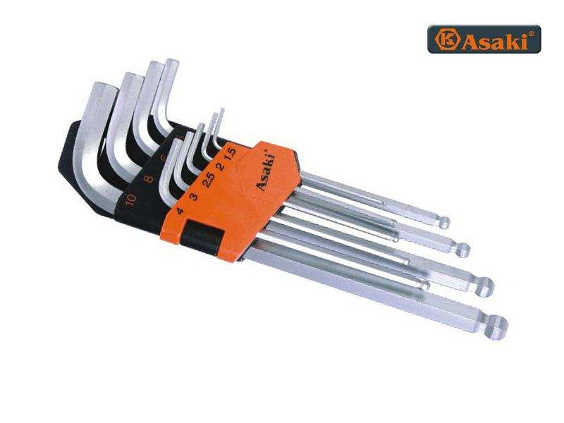 Hình ảnh 7 của mặt hàng Bộ lục giác bi xi mờ 1.5 - 10mm (9 cây) Asaki AK-0409