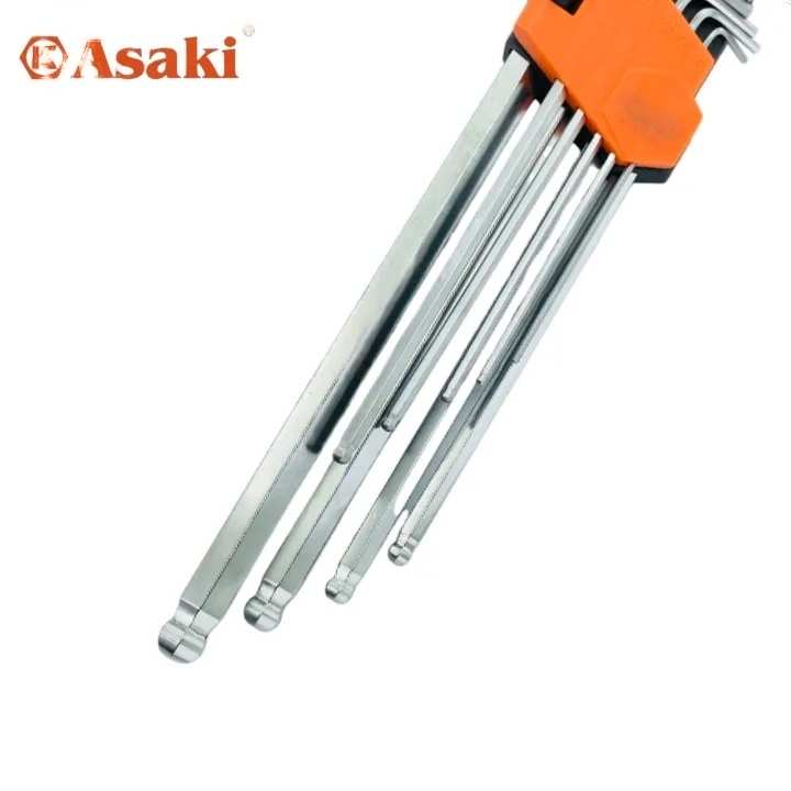 Hình ảnh 11 của mặt hàng Bộ lục giác bi dài xi mờ 1.5 - 10mm (9 cây) Asaki AK-0410