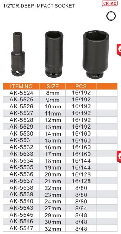 Hình ảnh 1 của mặt hàng Đầu tuýp đen dài 1/2" 6 cạnh 22mm Asaki AK-5538