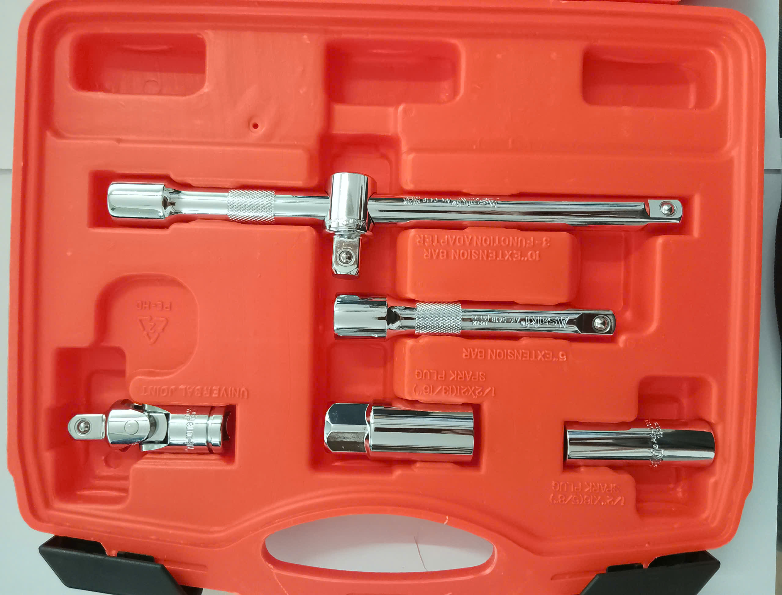 Hình ảnh 21 của mặt hàng Bộ tuýp 1/2"" 6 và 12 cạnh 32 chi tiết (xi bóng viền cam) ""cần vặn cao cấp" Asaki AK-9773