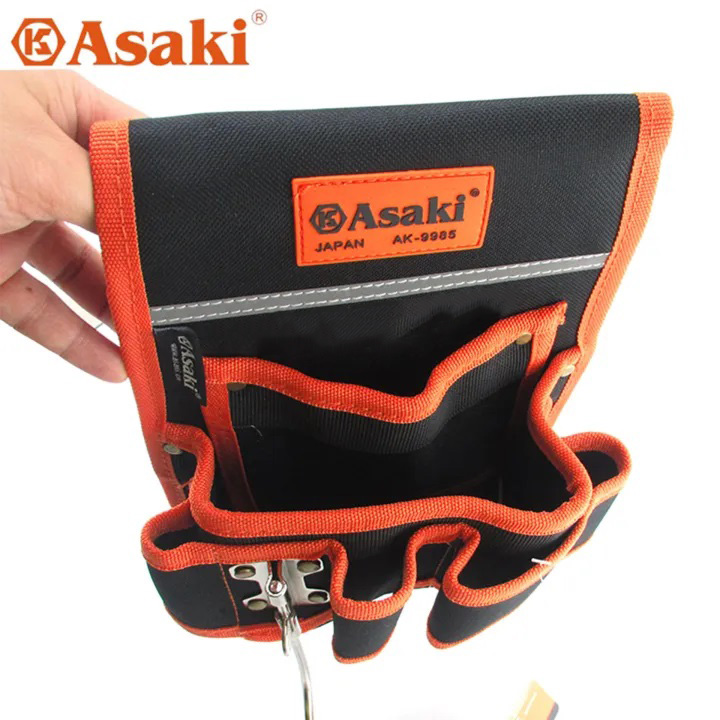 Hình ảnh 10 của mặt hàng Túi đeo thắt lưng đựng đồ nghề cao cấp (sử dụng chất liệu đặc biệt chống vật nhọn đâm thủng túi)" 7 ngăn Asaki AK-9985