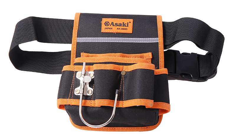 Hình ảnh 2 của mặt hàng Túi đeo thắt lưng đựng đồ nghề cao cấp (sử dụng chất liệu đặc biệt chống vật nhọn đâm thủng túi)" 7 ngăn Asaki AK-9985