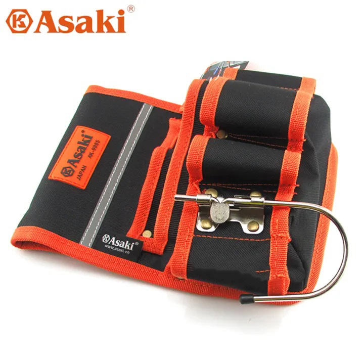Hình ảnh 9 của mặt hàng Túi đeo thắt lưng đựng đồ nghề cao cấp (sử dụng chất liệu đặc biệt chống vật nhọn đâm thủng túi)" 7 ngăn Asaki AK-9985