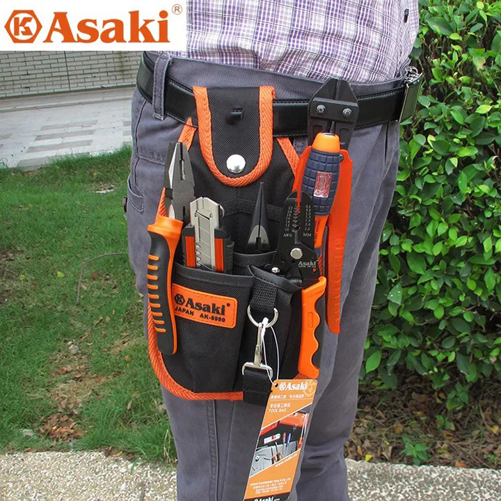 Hình ảnh 9 của mặt hàng Túi đeo thắt lưng đựng đồ nghề 6 ngăn 15cm x 26cm Asaki AK-9990