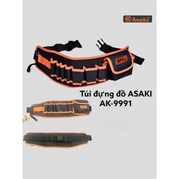 Hình ảnh 10 của mặt hàng Túi đeo thắt lưng đựng đồ nghề 8 ngăn 58 x 16 x 6cm Asaki AK-9991