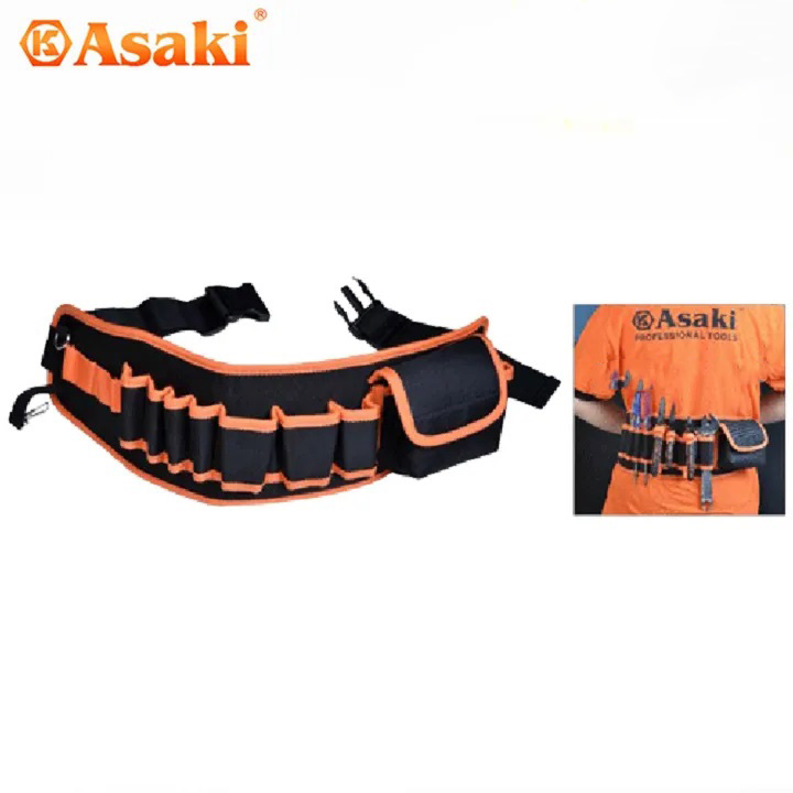 Hình ảnh 2 của mặt hàng Túi đeo thắt lưng đựng đồ nghề 8 ngăn 58 x 16 x 6cm Asaki AK-9991