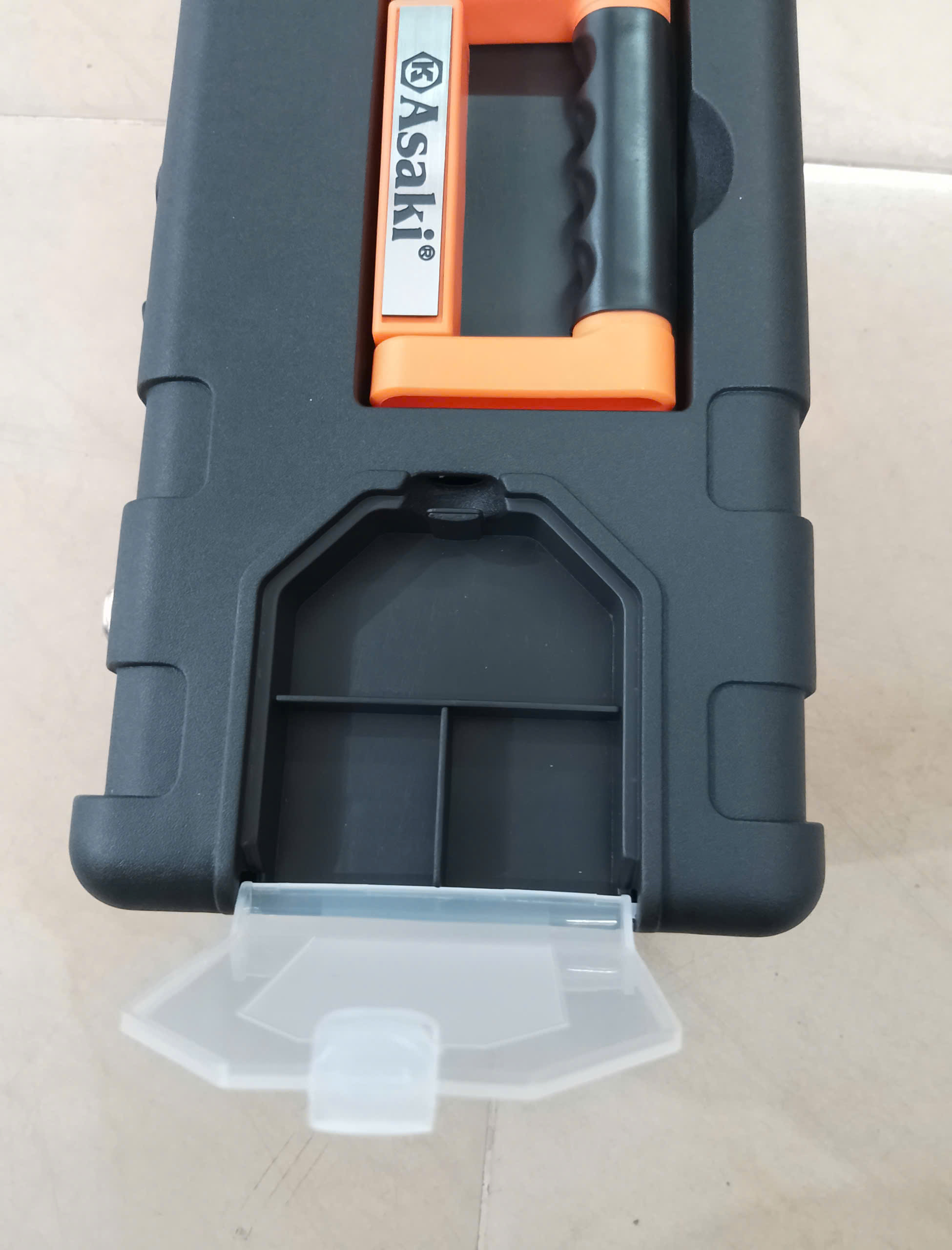 Hình ảnh 9 của mặt hàng Thùng đồ nghề vỏ nhựa, đáy sắt 36 x 17 x 18cm Asaki AK-9964