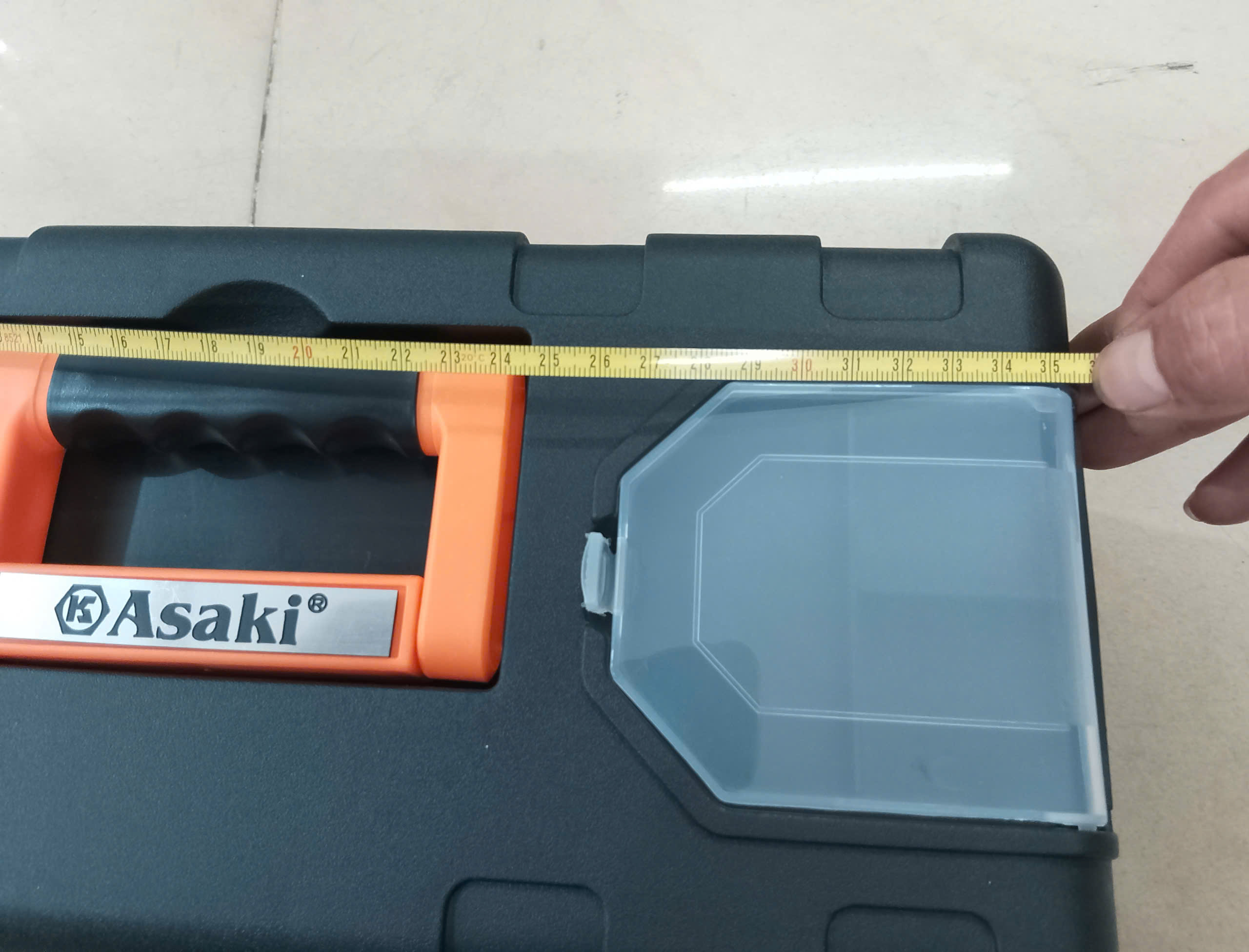 Hình ảnh 13 của mặt hàng Thùng đồ nghề vỏ nhựa, đáy sắt 36 x 17 x 18cm Asaki AK-9964