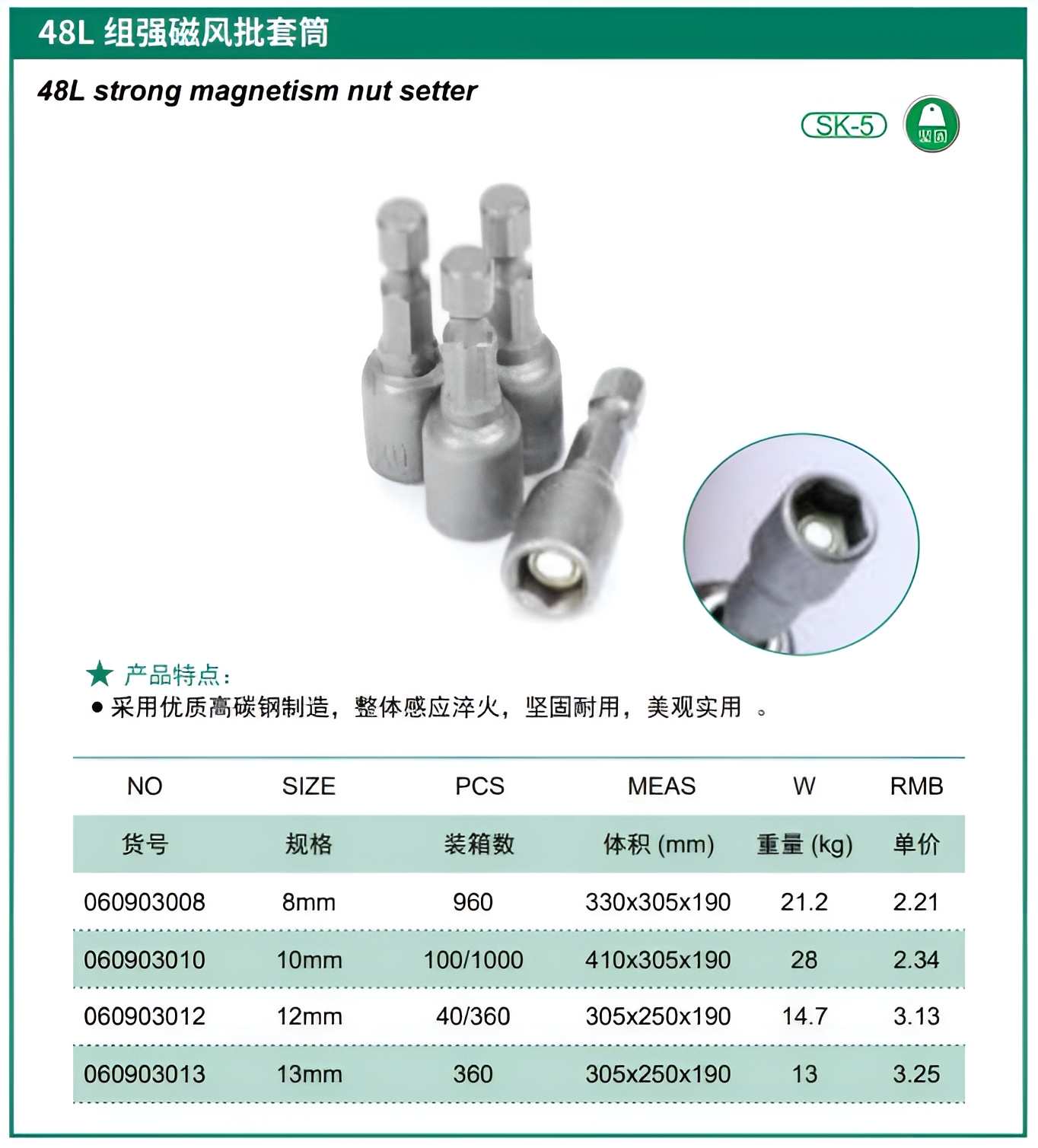 Hình ảnh 1 của mặt hàng Đầu bắn tôn 13mm (6 cái/vĩ, 5 vĩ/hộp)