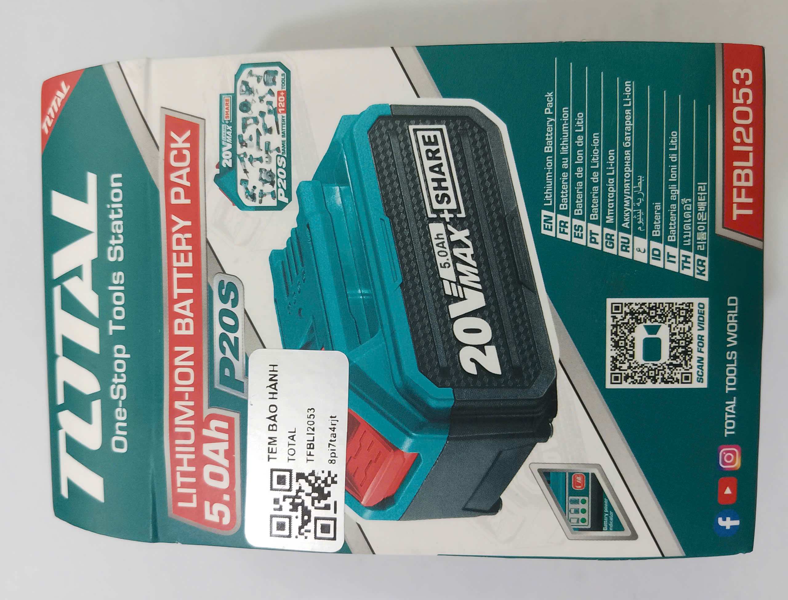 Hình ảnh 13 của mặt hàng Pin 20Vx5Ah total TFBLI2053