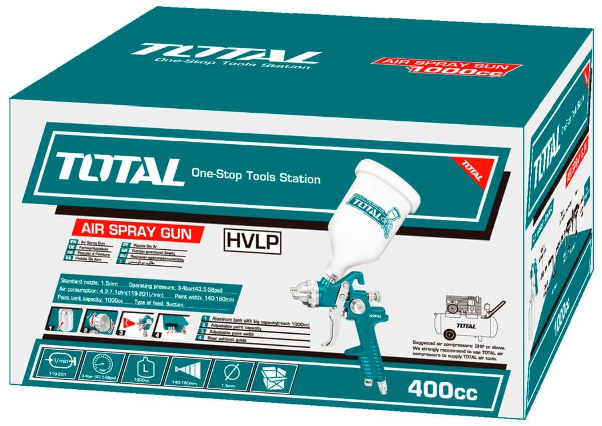 Hình ảnh 6 của mặt hàng Súng phun sơn 600cc total TAT10601