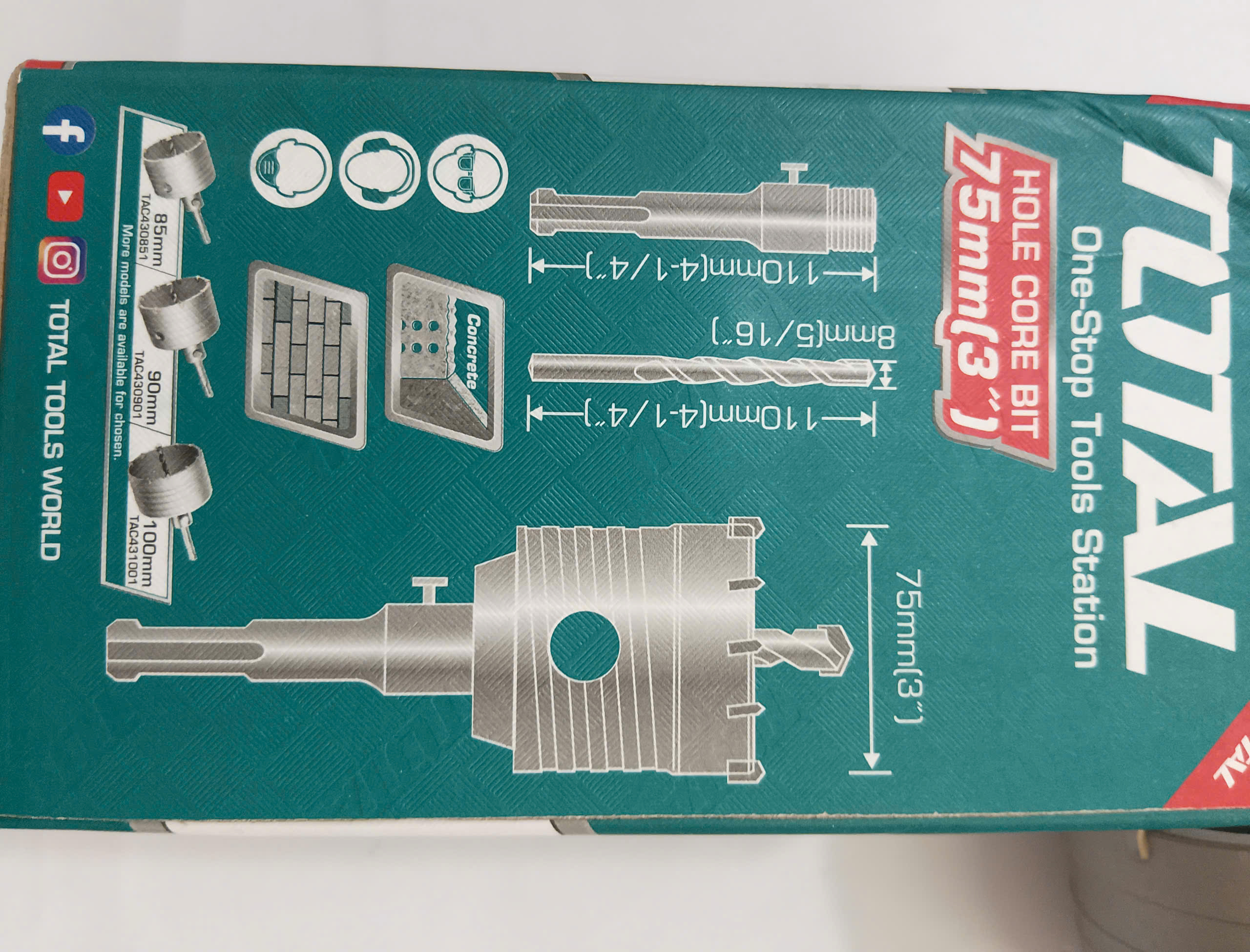 Hình ảnh 4 của mặt hàng Mũi khoan lỗ 75mm total TAC430751