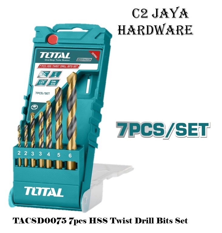 Hình ảnh 1 của mặt hàng Bộ 7 mũi khoan kim loại HSS total TACSD0075