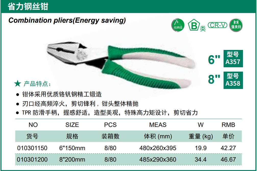 Hình ảnh 1 của mặt hàng Kìm kết hợp (Tiết kiệm năng lượng) 8"200mm Berrylion 010301200