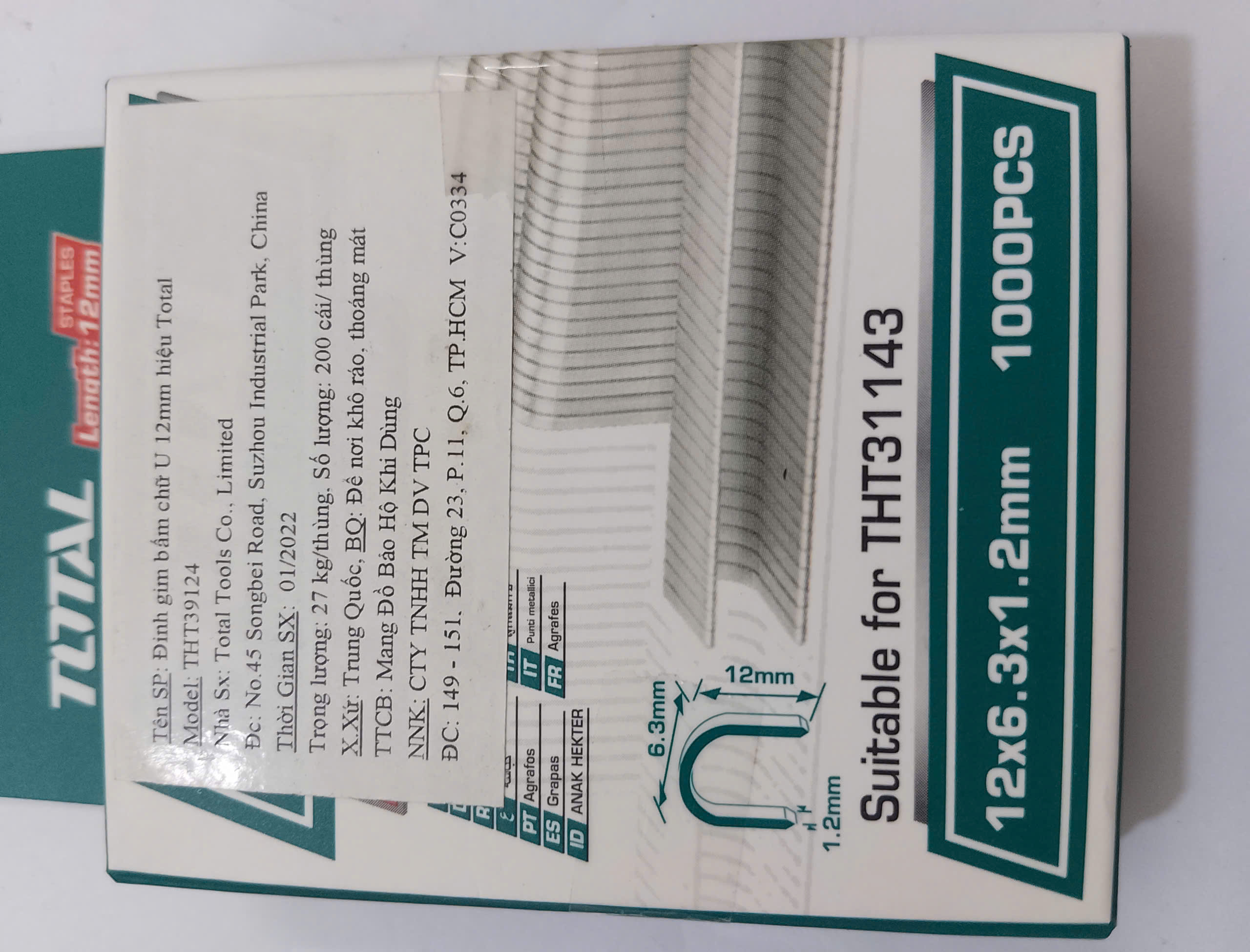 Hình ảnh 11 của mặt hàng Đinh gim bấm chữ U 12mm total THT39124