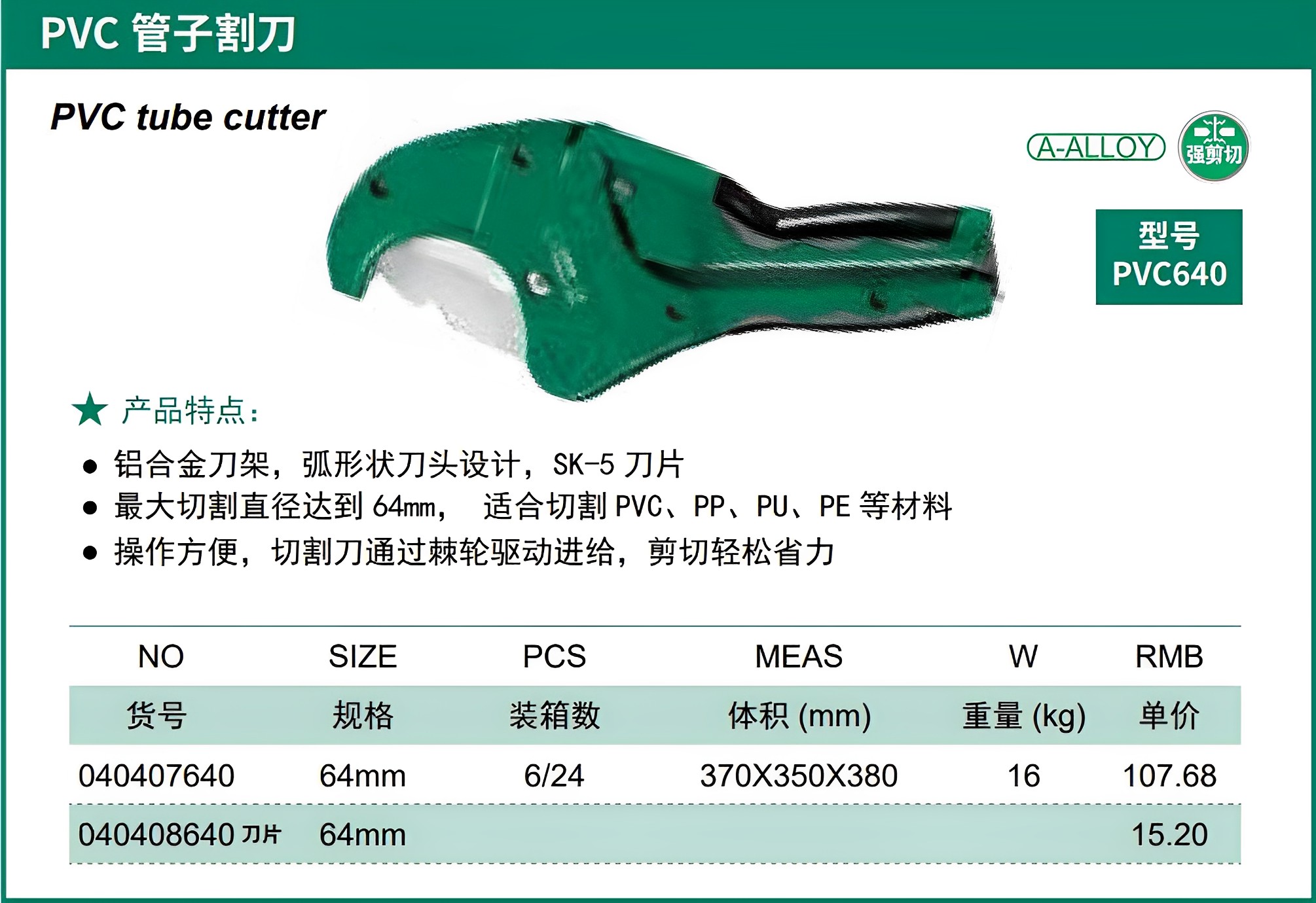 Hình ảnh 1 của mặt hàng Lưỡi dao kìm cắt ống nhựa PVC 64mm Berrylion 040408640