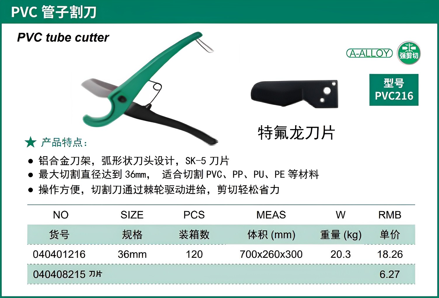 Hình ảnh 1 của mặt hàng Dao cắt ống nhựa PVC-216 36mm Berrylion 040401216
