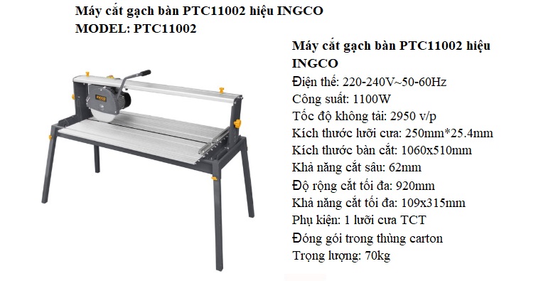Hình ảnh 1 của mặt hàng Máy cắt gạch bàn Ingco PTC11002