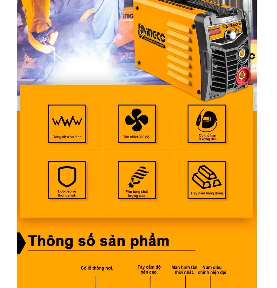 Hình ảnh 16 của mặt hàng Máy hàn điện tử 130A Ingco ING-MMA1305