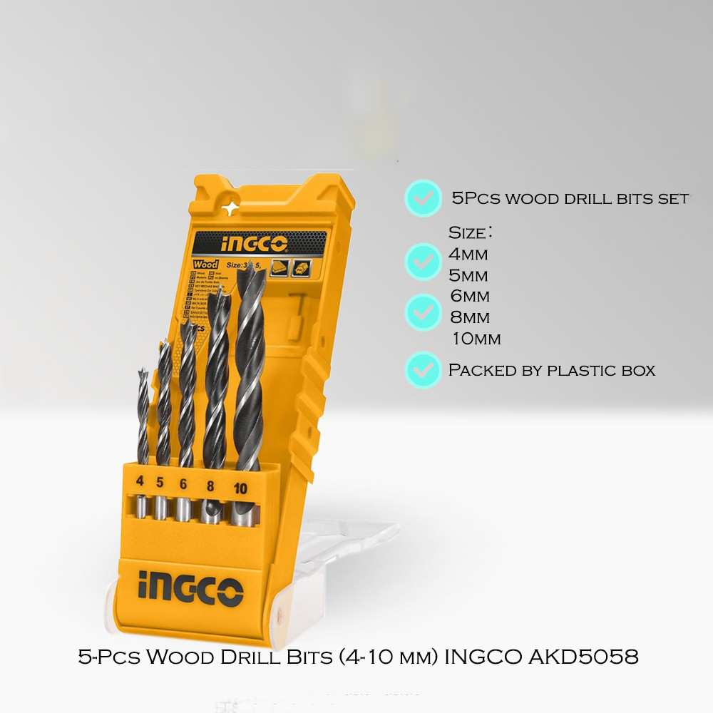 Hình ảnh 3 của mặt hàng Bộ 5 mũi khoan gỗ Ingco AKD5058