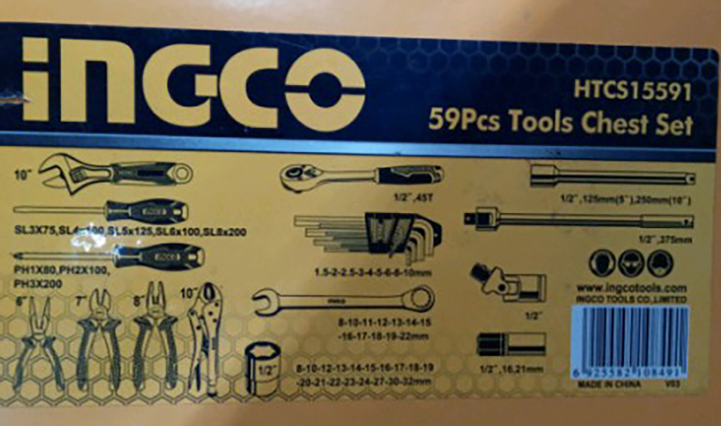 Hình ảnh 7 của mặt hàng Bộ 59 công cụ trong hộp săt Ingco HTCS15591