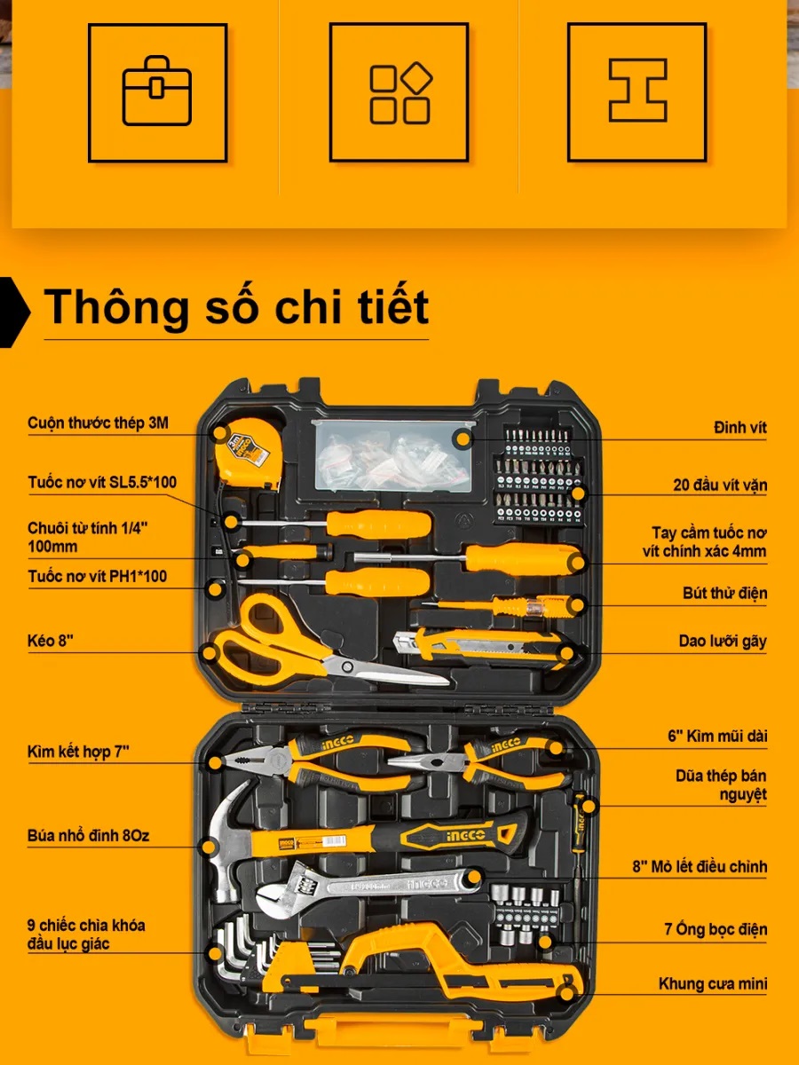 Hình ảnh 5 của mặt hàng Bộ 120 món dụng cụ Ingco HKTHP21201