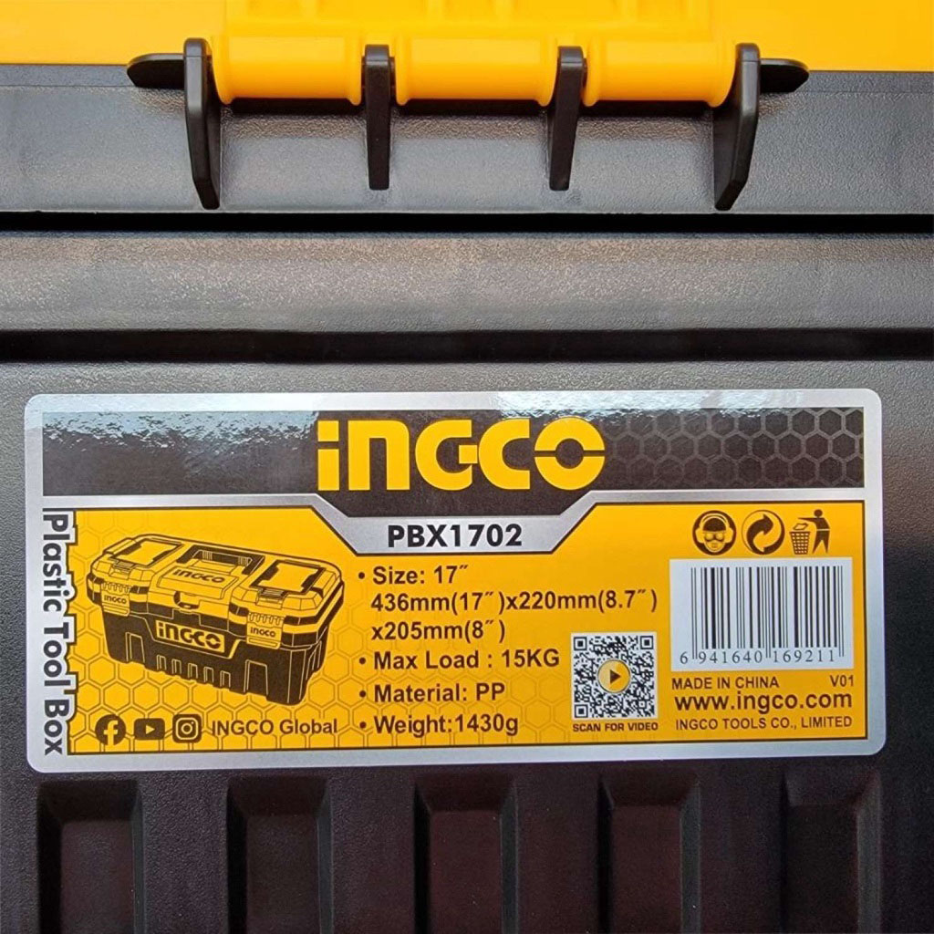 Hình ảnh 4 của mặt hàng Hộp nhựa đựng công cụ 17" (khóa kim loại) Ingco PBX1702