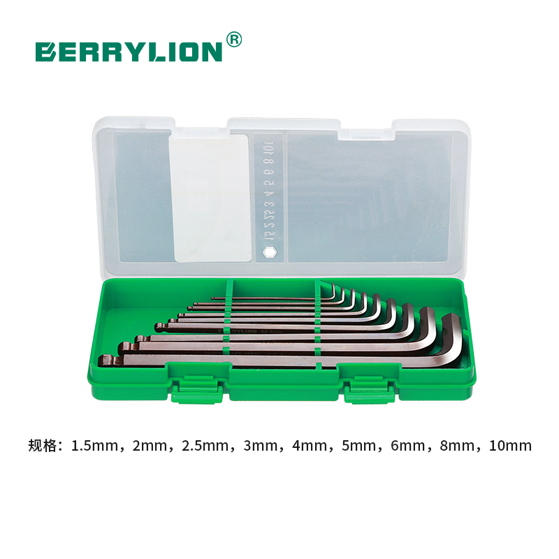 Hình ảnh 2 của mặt hàng Bộ 9 cây lục giác đầu bi chữ L cỡ trung thép S2 Berrylion 062103866