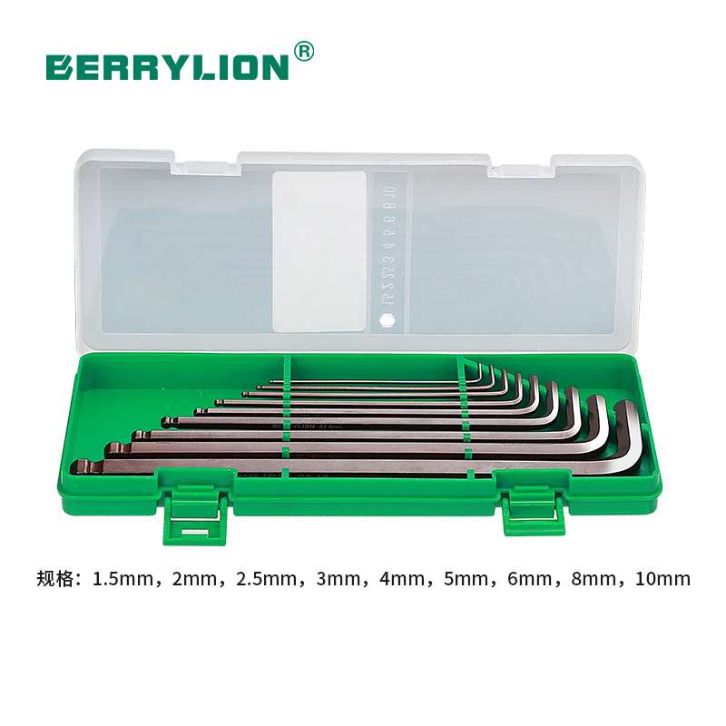 Hình ảnh 2 của mặt hàng Bộ 9 cây lục giác đầu bi chữ L thép S2 Berrylion 062103886