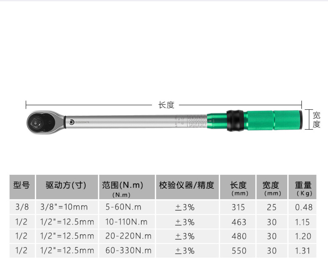 Hình ảnh 2 của mặt hàng Cần xiết ốc 20-220N.M.1/2" Berrylion 081430200